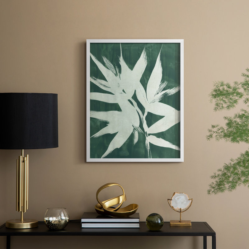 «Water Palm Fossil III», reproduction encadrée - bois massif, H 11 po x l 9 po, Blanc