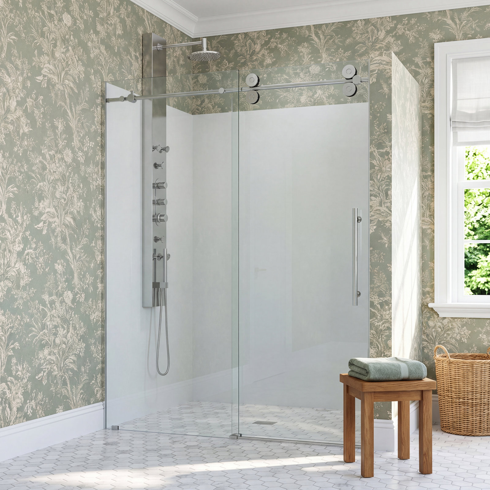 Elan 68" Frameless Sliding Shower Door, Chrome