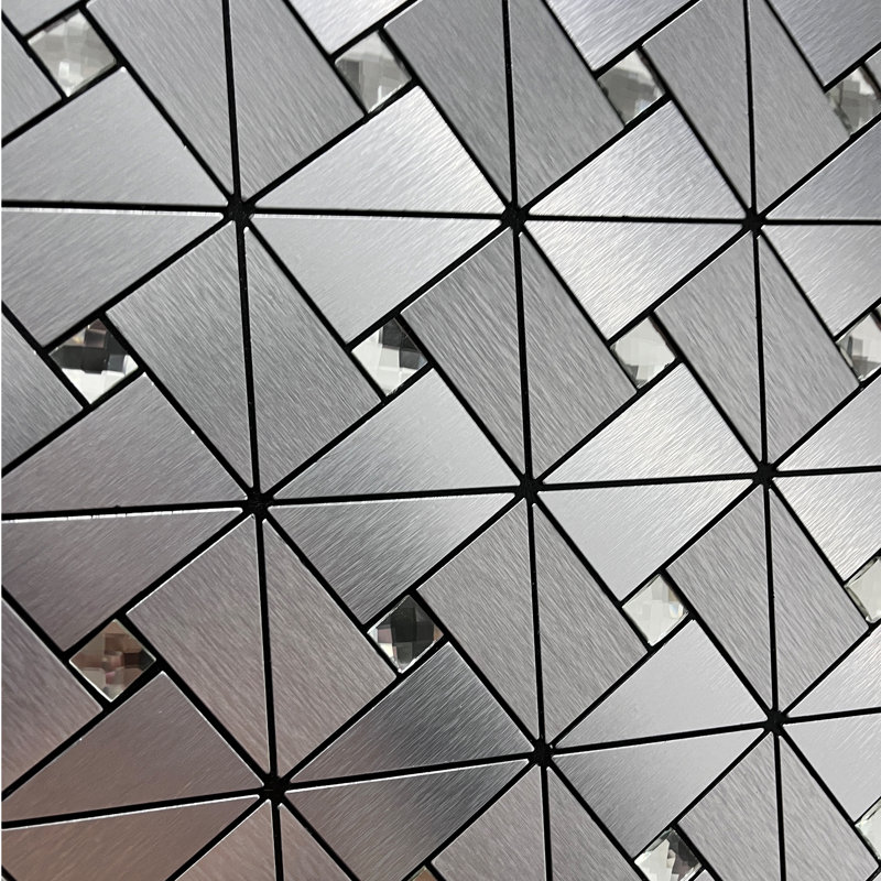 Carreau de mosaïque en aluminium pelez et collez, 11,8 po x 11,8 po, Argent