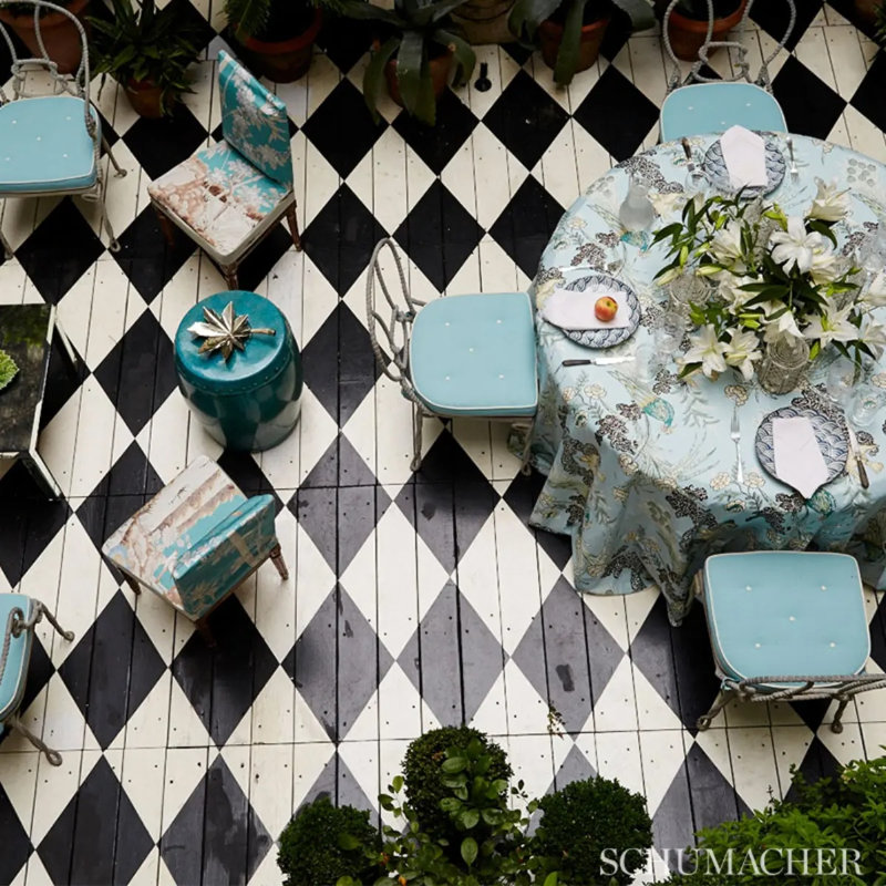 Tissu paon Schumacher x Miles Redd, Aigue-marine