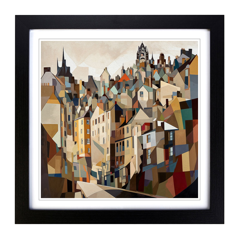 City Of Edinburgh Cubism No.2 - Framed Print, Black