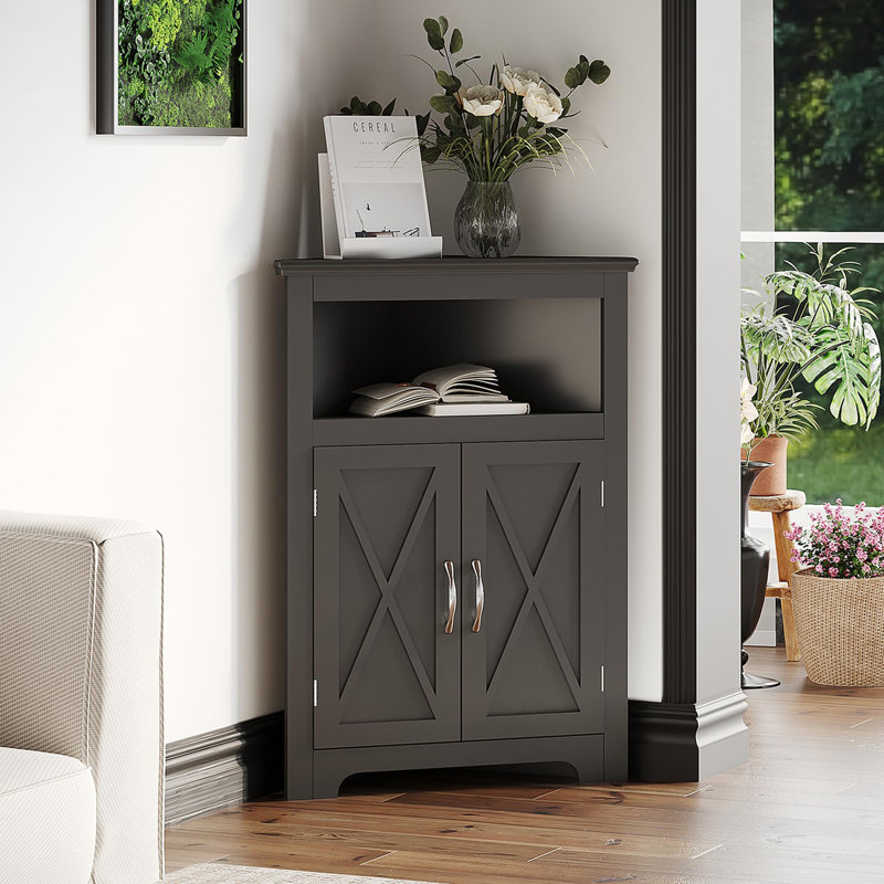 Corner Bathroom Cabinet, Black