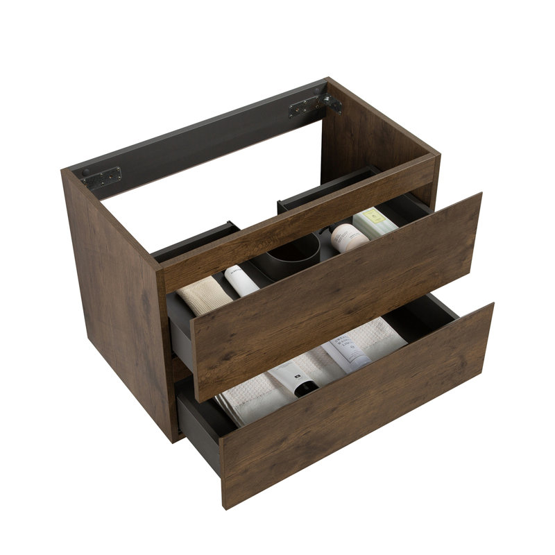 Armoire murale SANS lavabo avec deux tiroirs, Noyer
