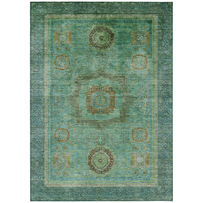 Machine Washable Indoor/Outdoor Jacobus ACN2159 Global Rug, Rectangle 3' x 5'