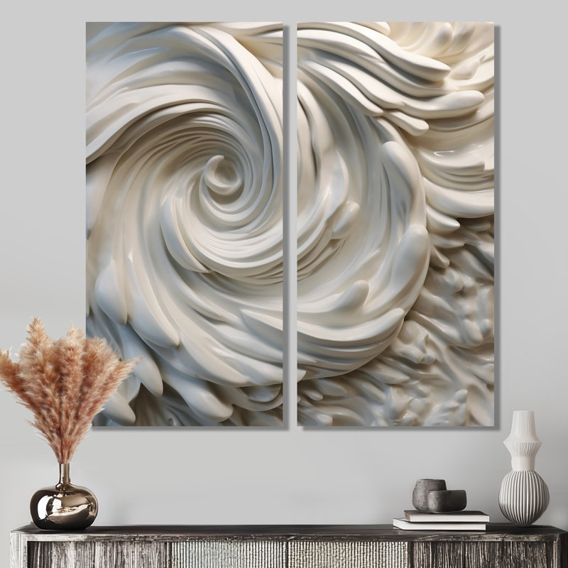 Crème spirale nébuleuse I - art abstrait à grandes spirales, H 20 po x l 24 po, Toile tendue, Ne s’applique pas