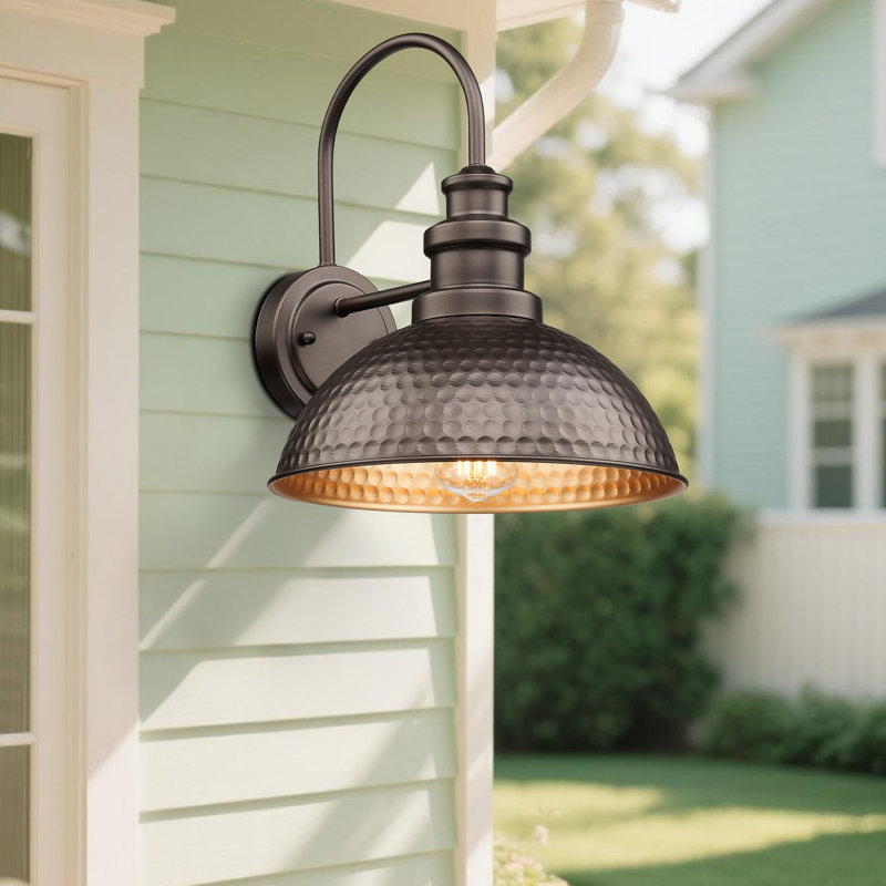 Outdoor Farmhouse Barn Lights, Rustic Outdoor Wall Sconce, Exterior Wall Lights, Front Door Mounted Lighting Fixture,Vintage Outside Lighting For Porch, Patio, Garage (Oil Rubbed Bronze, 1 Pack)