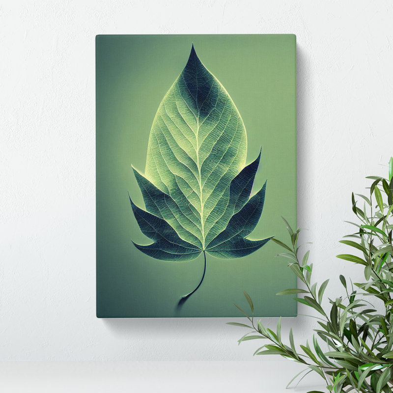 Single Plant Leaf No.1 - Wall Art, Wrapped Canvas, 76cm H x 50cm W, No Matte