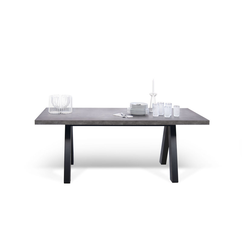 Leana 100 cm Extendable Rectangular Dining Table, Concrete/Black
