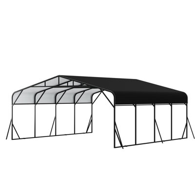 20 X Carport With Galvanized Roof And Frame, All - Weather Protection For Vehicles, Boats Outdoor Equipment, Secure Quick Assembly Heavy Duty Steel, Spacious, Secure, Reinforced Design