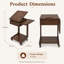 Table de bout roulante en forme de C, plateau tournant en bois massif, support pour ordinateur portable