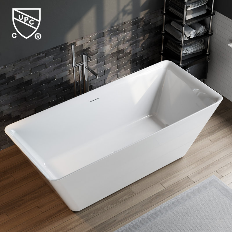 66" x 30" Freestanding Soaking Acrylic Bathtub