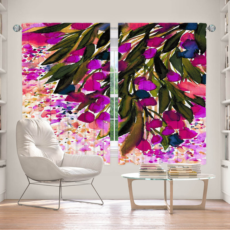 Ensemble de rideaux obscurcissant et isolant avec passe-tringle 2 pièces Botanical Regency, Fuchsia, L 56 po x L 78 po