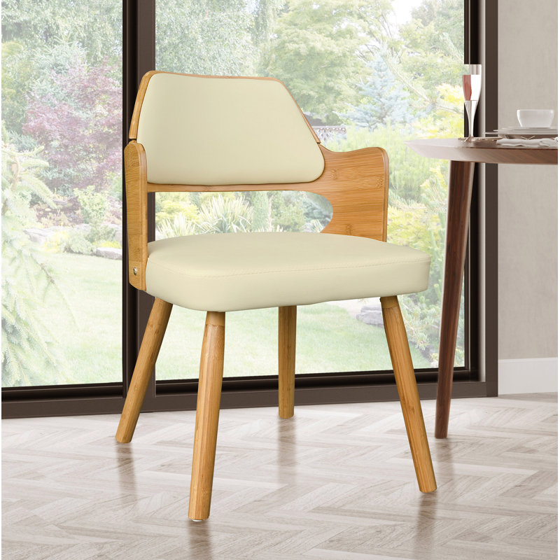 Chaise de salle à manger rembourrée en bambou Westley, Beige