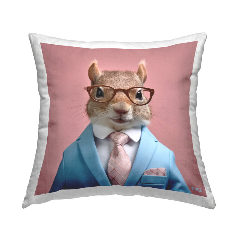 Coussin décoratif imprimé écureuil en costume chic par RB