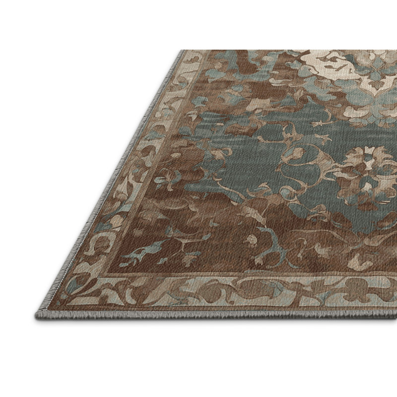 Tapis gris lavable à la machine, Rond 6 pi
