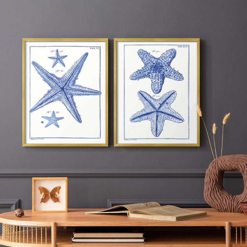 Blue Sea Stars III - reproduction encadrée de qualité supérieure - prête à être accrochée - aucun clou requis - aucun clou requis