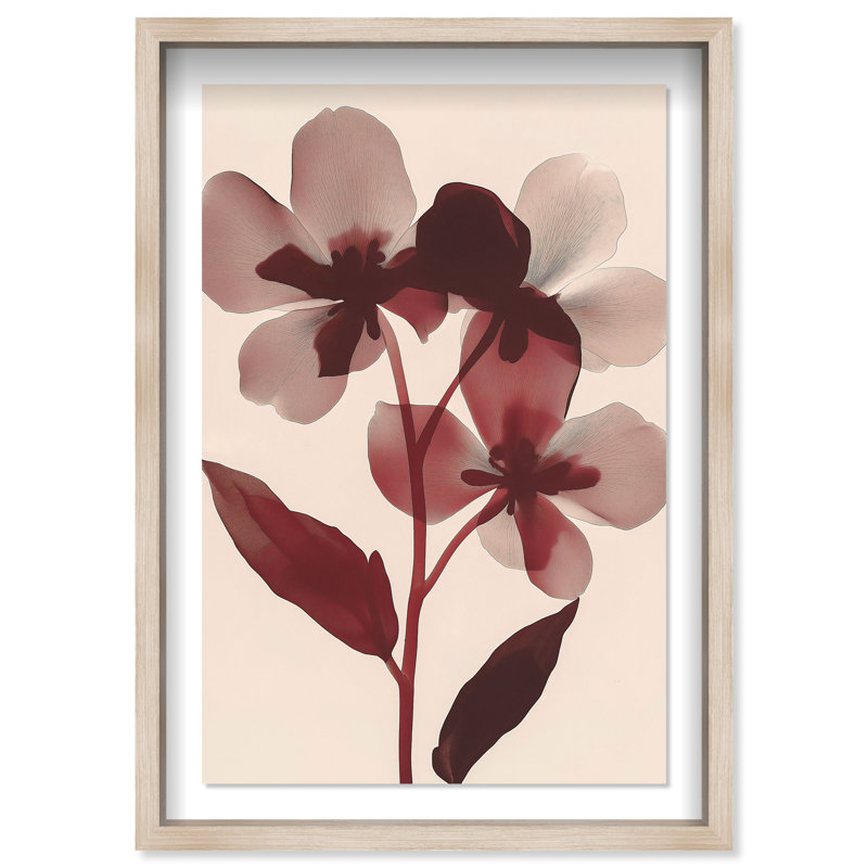 Crimson Coastline II Shadowbox Abstract Print by Oliver Gal, Black Frame, 10 x 15, 46.5"H x 31.5"W, Natural Oak Frame