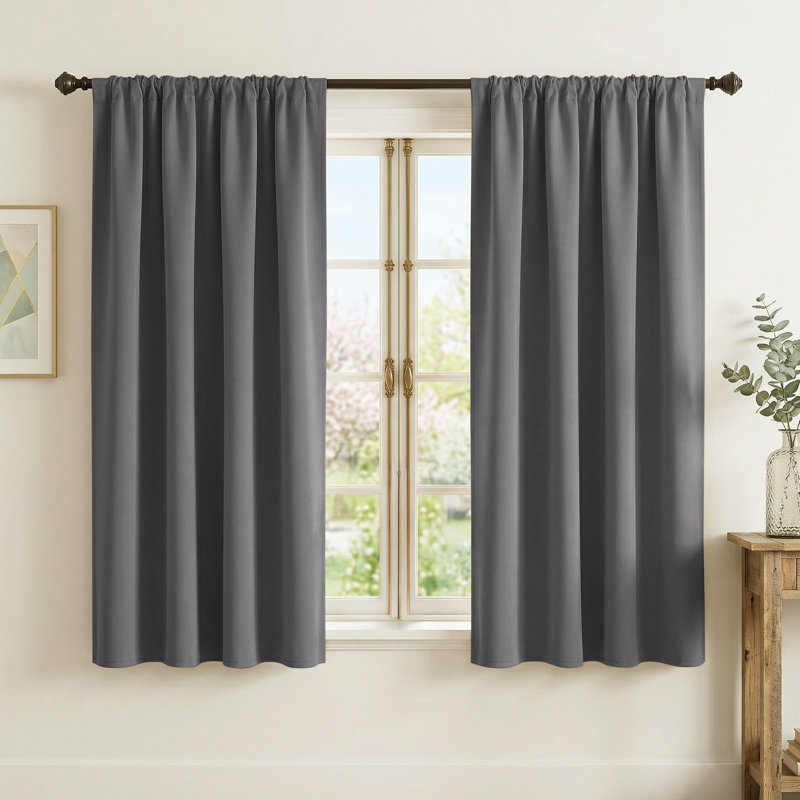 Blackout Curtains for Bedroom, Thermal Insulated Drapes Rod Pocket Privacy Protected Window Panels for Living Room, Gray