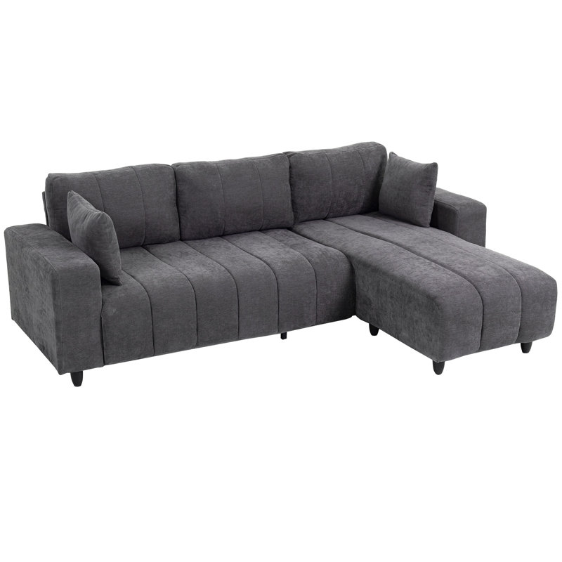Canapé modulaire, canapé en L 3 places avec siège intégré, gris, Gris anthracite