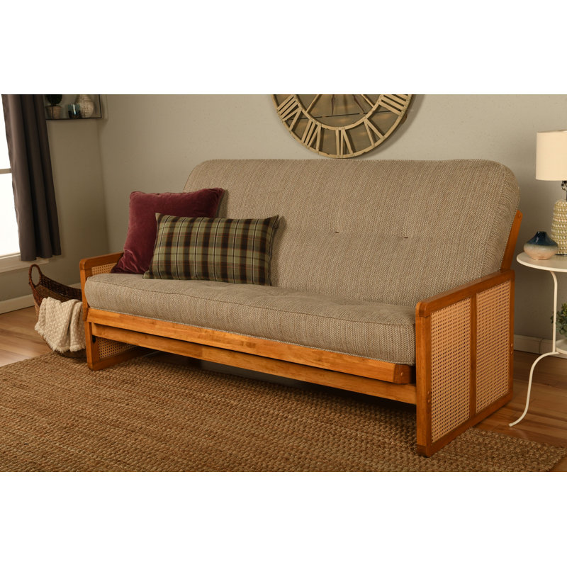 Futon double Bridyn avec matelas inclus, Fumée de bois Bridyn