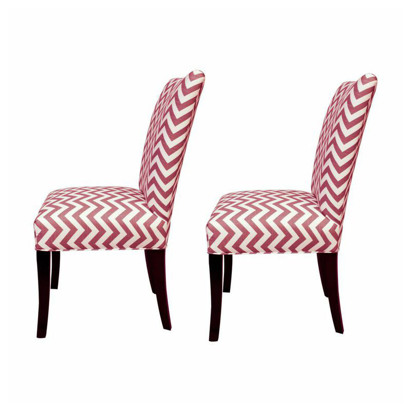 Chaise rembourrée Elbert, Rouge à lèvres Zig Zag / blanc
