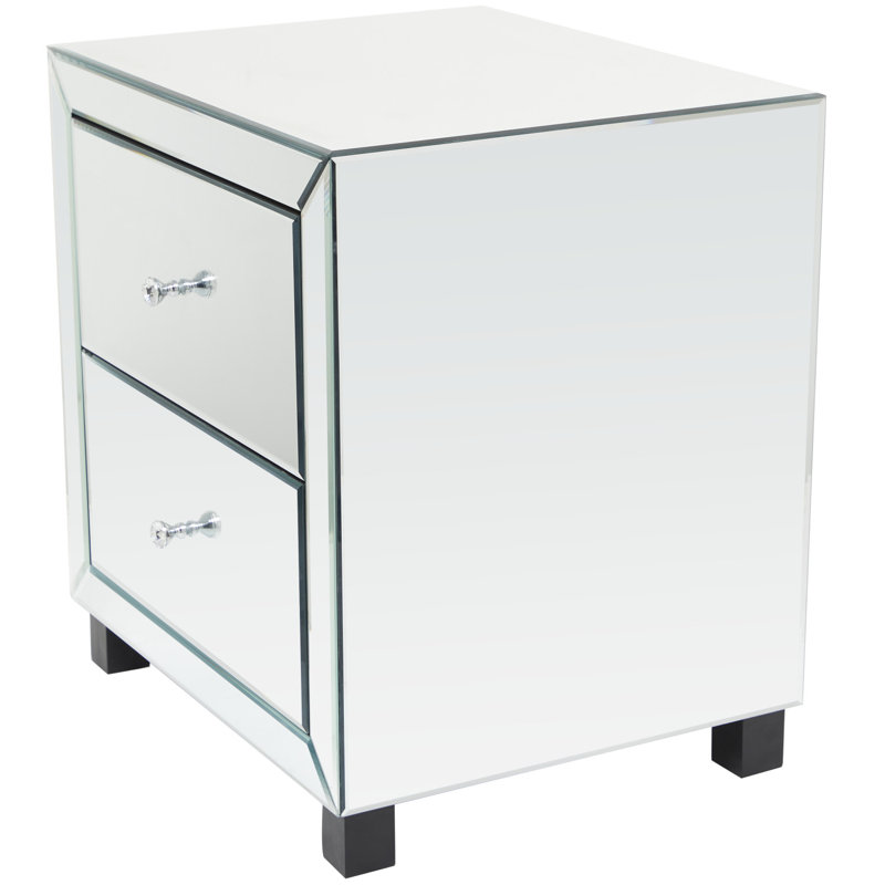 Table d'appoint 2 tiroirs en verre