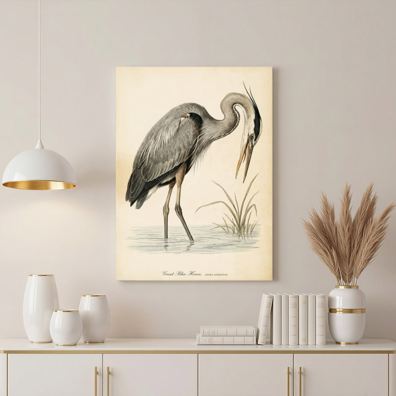 Art mural sur toile Gallery Wrap pour le salon, la chambre à coucher, le bureau ou le vestibule - Décoration murale décorative avec grand héron bleu