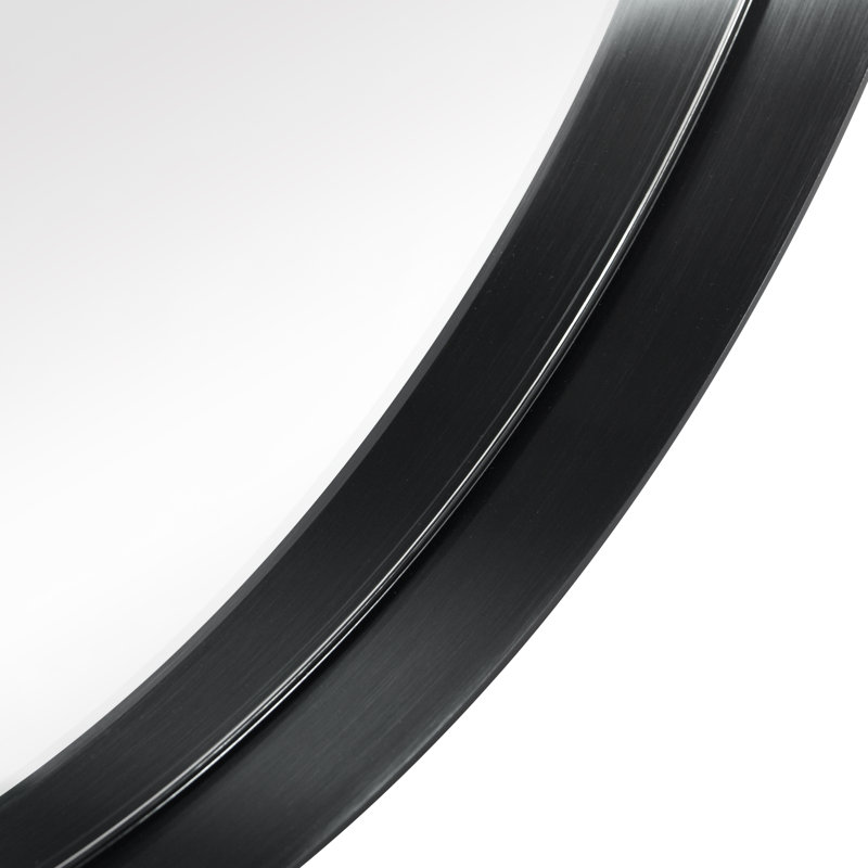 Stainless Steel Round Mirror, Brushed Black