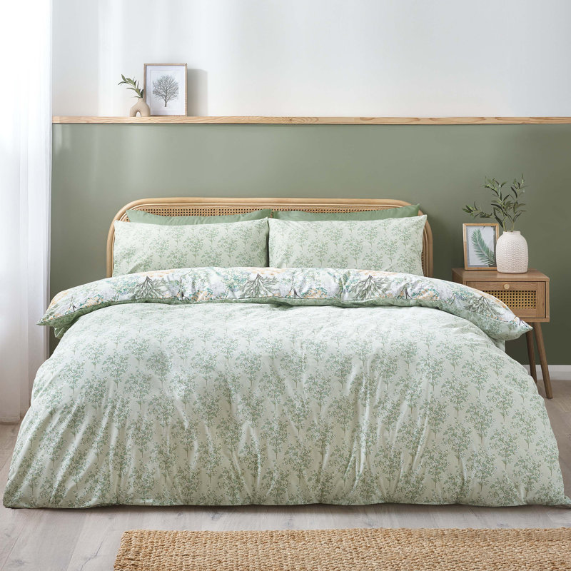 Forest Blossom Reversible Duvet Cover Set, Double Duvet Cover + 2 Standard Pillowcases