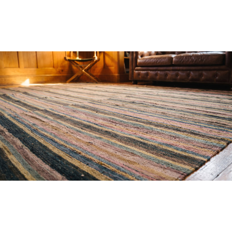 Antique American Rag Rug America Knotted