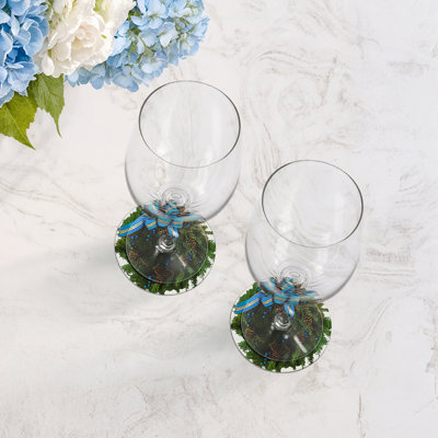 Guirlande de Noël sous-verres ronds en cuir végétalien blanc céruléen
