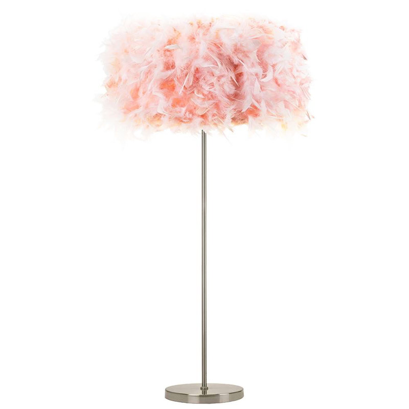 Mcclellan Modern and Chic Real Feather Floor Lamp with Base and Switch, Pink