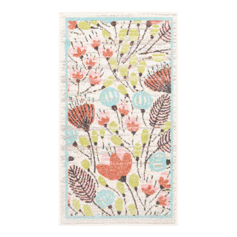 Whimsy Kids Floral Polypropylene Plastic Rug, Runner 2'2" x 3'11"