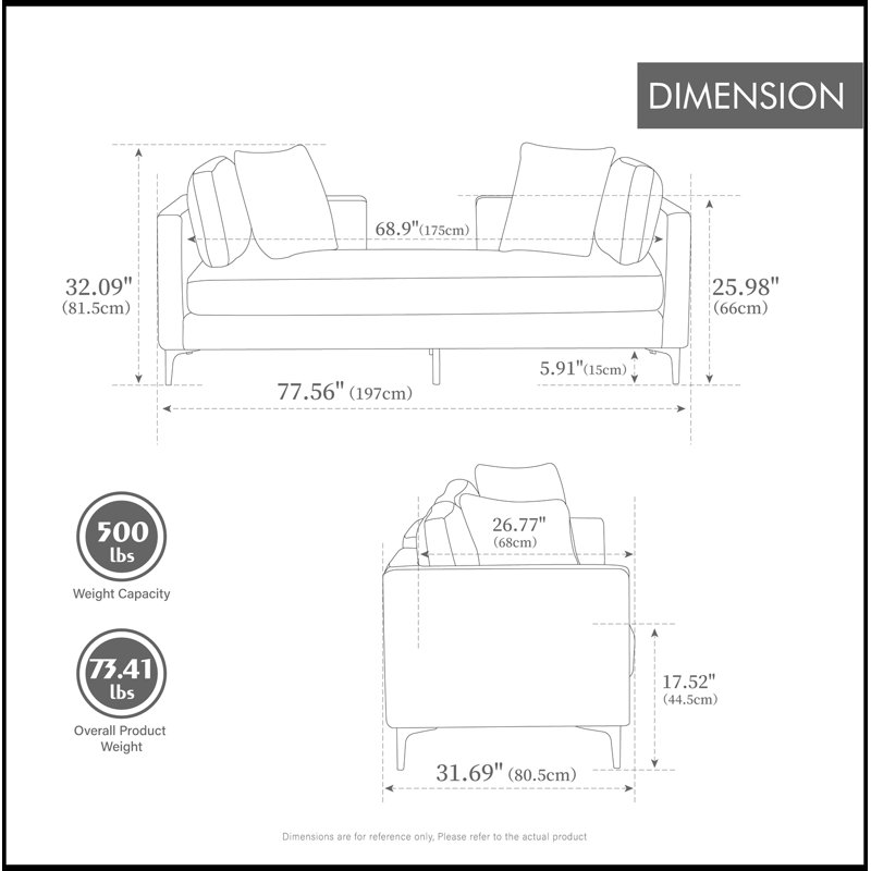 Chaise longue en chenille rembourrée avec 4 coussins, accoudoirs et dossier ouvert, Taupe