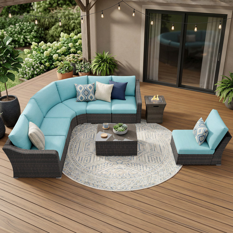  Ensemble de mobilier d'extérieur 7 pièces, 6, Marron foncé