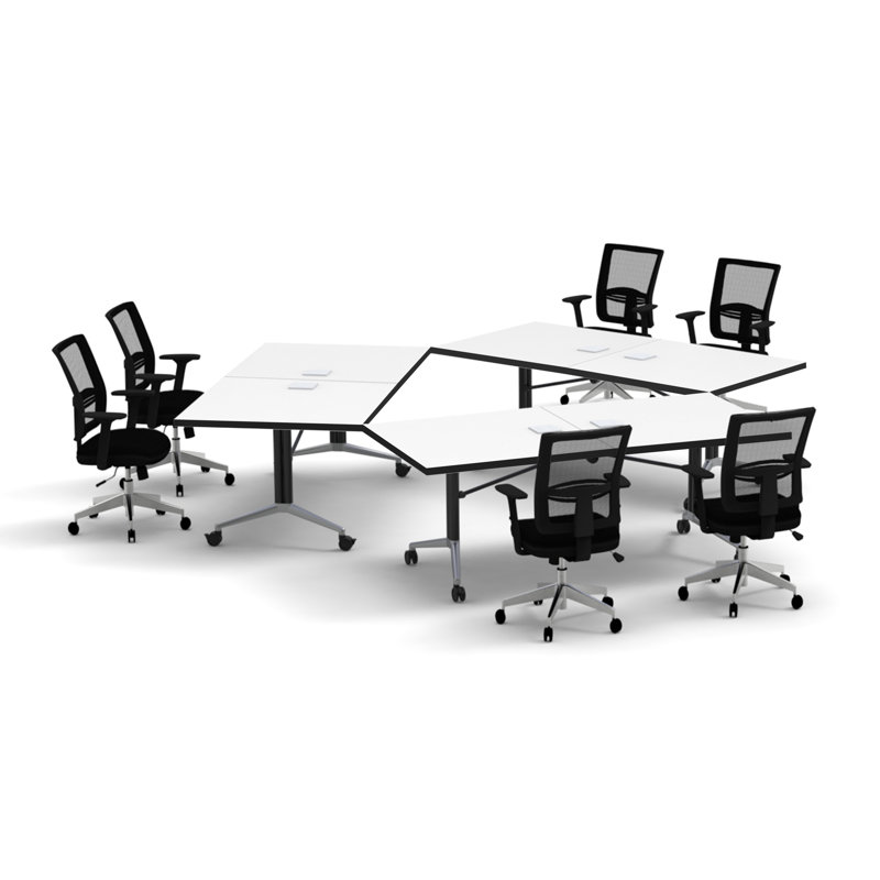 Rectangle 6 Person Flip Top 72'' L Modular Training Table and Chair Set with Casters and Modesty Panel and Cable Management