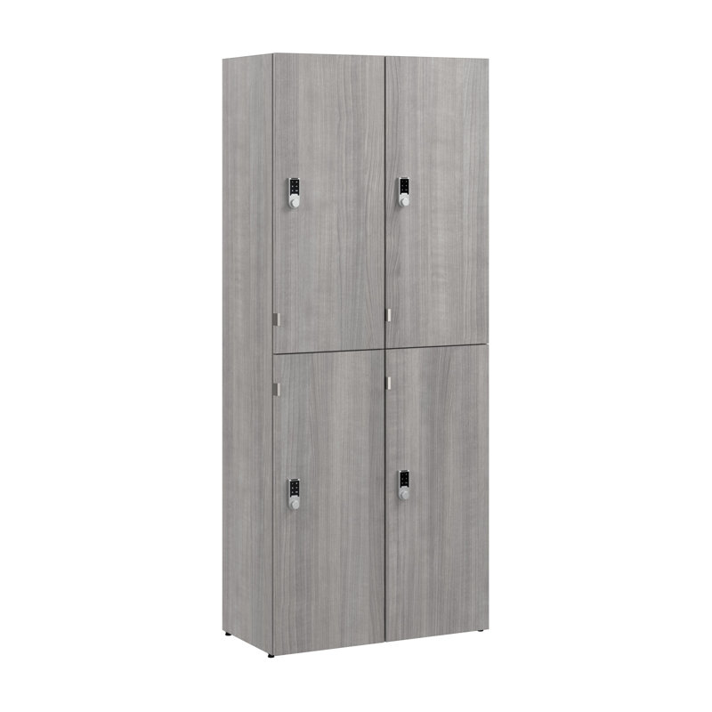 Bush Business Furniture assure deux casiers de rangement à 4 portes avec serrures à clavier, Gris platine