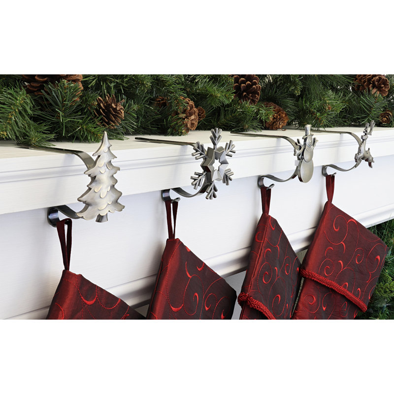 Original MantleClip 4 Piece Stocking Holder, Antique Brass