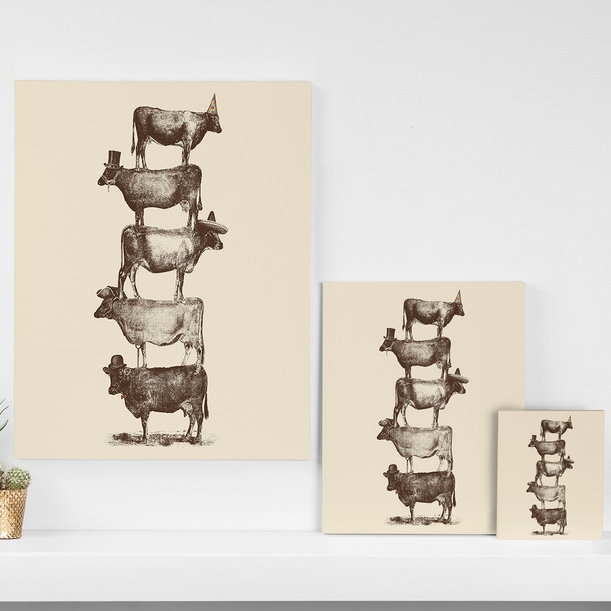« cow cow nuts », reproduction d’impression sur toile tendue, H 30 po x l 24 po x P 1,5 po