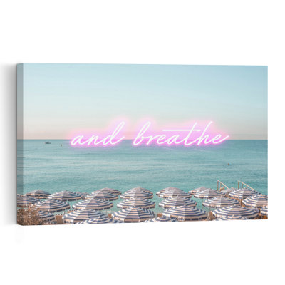 And Breathe Oceanfront Peaceful Serene Tranquil Coastal Wall Art Print by Talitha McQueen - Print