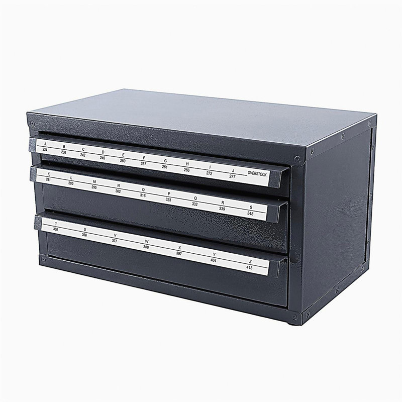 Armoire-distributeur de perceuse, armoire de rangement à trois tiroirs pour A à Z, armoire de rangement en acier avec étiquettes, distributeur de perceuse empilable pour le rangement des forets