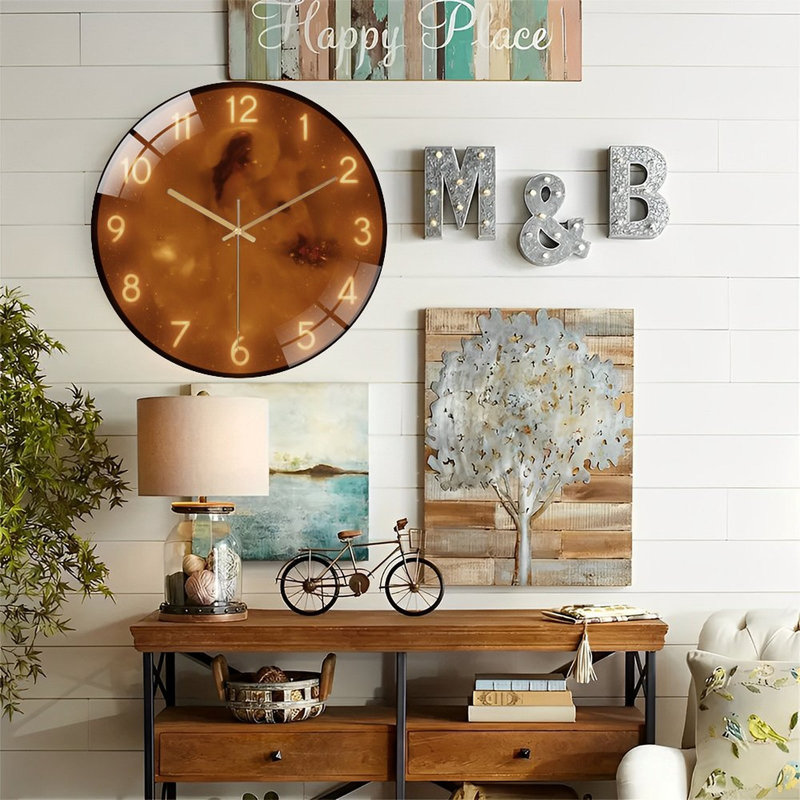 Abstrait-art-horloge-visage-horloge murale moderne 12 po