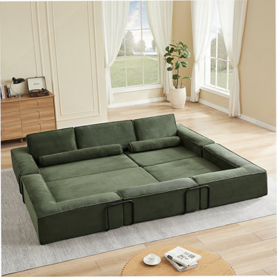 Modular Corduroy Sofa With Spacious Seating, Freely Configurable Design For Living Room And Family Play Areas.