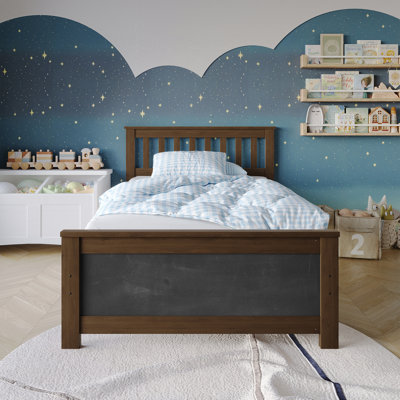 TWIN SIZE WOODEN PLATFORM BED IN WALNUT