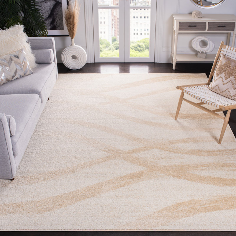 Tapis performance abstrait Shelva, Camel/Cream, Rectangle 2 pi 6 po x 4 pi