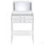 Coiffeuse blanche à 3 tiroirs avec miroir et tabouret-130792752