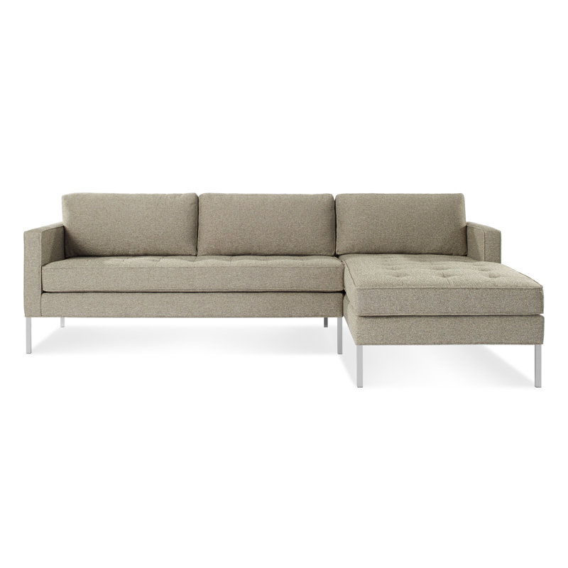 Paramount Chaise Sectional, Stainless Steel, Sanford Ceramic Crossweave, Right Hand Facing