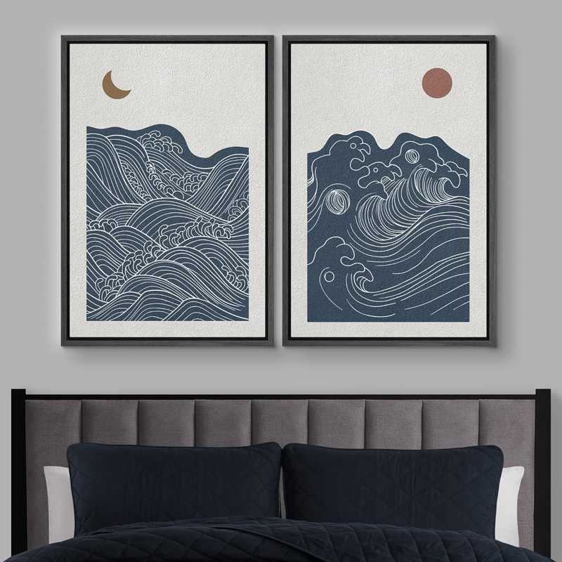 Sun And Moon 2 - Pieces, Black, 24" H x 32" W