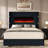  60.4" Tall Corduroy Upholstered Queen Size Bed Frame with Heat-free Fireplace, Wingback Headboard,Black-109613313-109613310