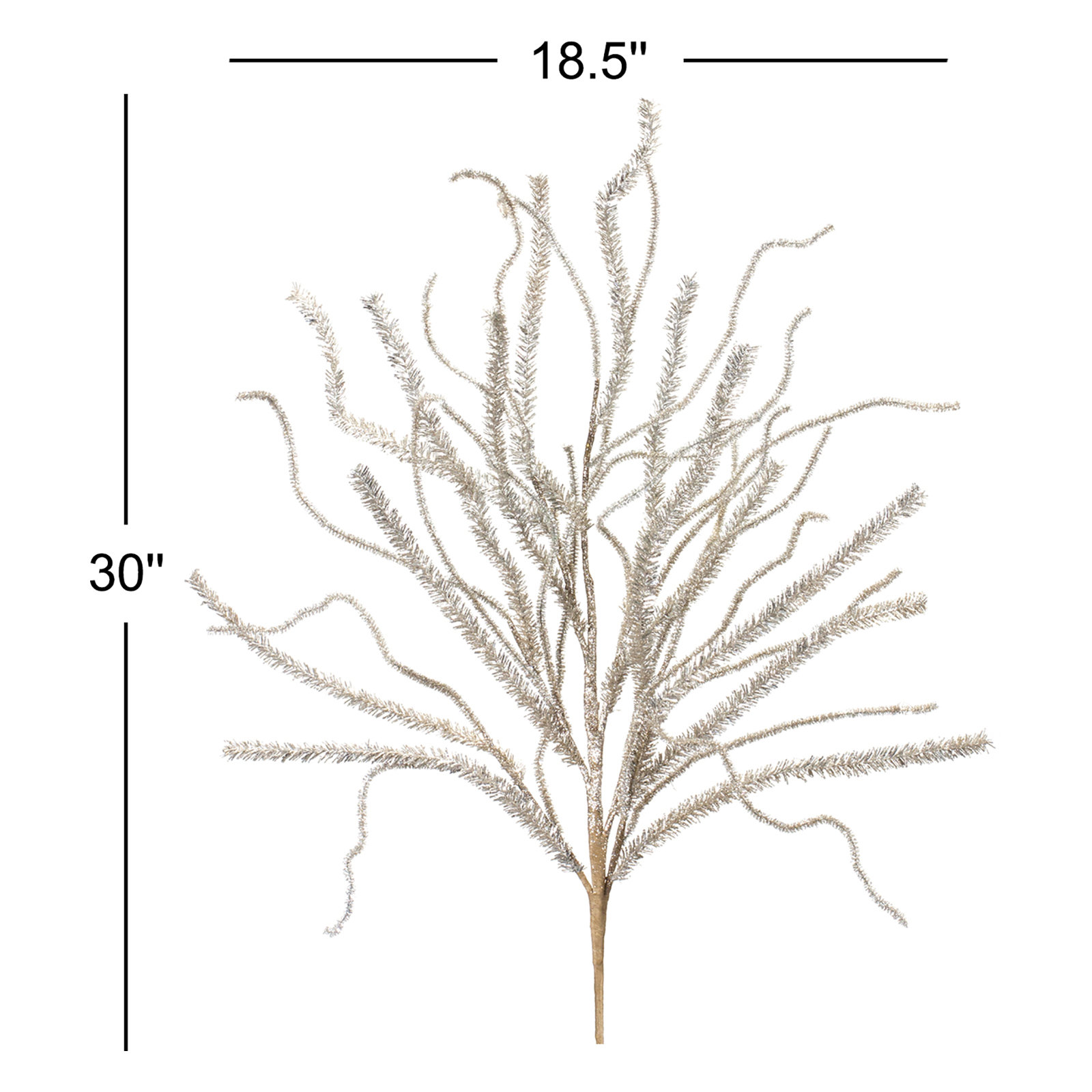 Glittered Pine Tinsel Branch (Set of 2), Silver